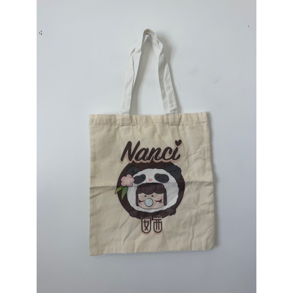 Nanci-Inspired Panda Hat Canvas Tote – Cream – NWOT